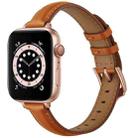 Business Style Leather Watch Band For Apple Watch Series 8&7 41mm / SE 2&6&SE&5&4 40mm / 3&2&1 38mm(Brown Rose Gold Buckle) - 1