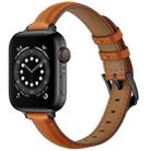 Business Style Leather Watch Band For Apple Watch Ultra 49mm&Watch Ultra 2 49mm / Series 9&8&7 45mm / SE 3&SE 2&6&SE&5&4 44mm / 3&2&1 42mm(Brown Black Buckle) - 1