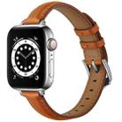 Business Style Leather Watch Band For Apple Watch Ultra 49mm / Series 8&7 45mm / SE 2&6&SE&5&4 44mm / 3&2&1 42mm(Brown Silver Buckle) - 1