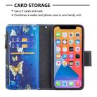 For iPhone 13 mini Colored Drawing Pattern Zipper Horizontal Flip Leather Case with Holder & Card Slots & Wallet (Gold Butterfly) - 5