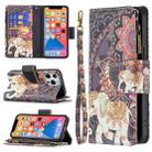 For iPhone 13 mini Colored Drawing Pattern Zipper Horizontal Flip Leather Case with Holder & Card Slots & Wallet (Flower Elephants) - 1
