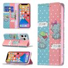 For iPhone 13 Colored Drawing Pattern Invisible Magnetic Horizontal Flip PU Leather Case with Holder & Card Slots & Wallet(Elephant) - 1