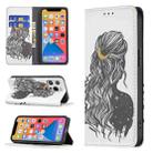 For iPhone 13 Pro Colored Drawing Pattern Invisible Magnetic Horizontal Flip PU Leather Case with Holder & Card Slots & Wallet (Girl) - 1