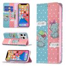 For iPhone 13 Pro Colored Drawing Pattern Invisible Magnetic Horizontal Flip PU Leather Case with Holder & Card Slots & Wallet (Elephant) - 1