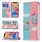 For iPhone 13 Pro Max Colored Drawing Pattern Invisible Magnetic Horizontal Flip PU Leather Case with Holder & Card Slots & Wallet (Elephant) - 1