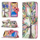 For iPhone 13 Colored Drawing Pattern Horizontal Flip Leather Case with Holder & Card Slots & Wallet(Tree of Life) - 1