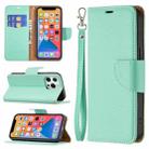 For iPhone 13 mini Litchi Texture Pure Color Horizontal Flip Leather Case with Holder & Card Slots & Wallet & Lanyard (Green) - 1