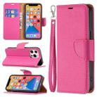 For iPhone 13 Litchi Texture Pure Color Horizontal Flip Leather Case with Holder & Card Slots & Wallet & Lanyard(Rose Red) - 1