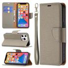 For iPhone 13 Pro Litchi Texture Pure Color Horizontal Flip Leather Case with Holder & Card Slots & Wallet & Lanyard (Grey) - 1