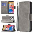 For iPhone 13 mini  Retro Lambskin Texture Pure Color Horizontal Flip PU Leather Case, with Holder & Card Slots & Wallet & Lanyard(Grey) - 1