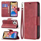 For iPhone 13 mini  Retro Lambskin Texture Pure Color Horizontal Flip PU Leather Case, with Holder & Card Slots & Wallet & Lanyard(Red) - 1