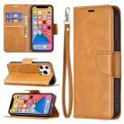 For iPhone 13 mini  Retro Lambskin Texture Pure Color Horizontal Flip PU Leather Case, with Holder & Card Slots & Wallet & Lanyard(Yellow) - 1