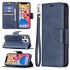 For iPhone 13 mini  Retro Lambskin Texture Pure Color Horizontal Flip PU Leather Case, with Holder & Card Slots & Wallet & Lanyard(Blue) - 1