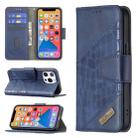 For iPhone 13 mini  Matching Color Crocodile Texture Horizontal Flip PU Leather Case with Wallet & Holder & Card Slots(Blue) - 1