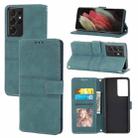 For Samsung Galaxy S21 Ultra 5G Embossed Striped Magnetic Buckle PU + TPU Horizontal Flip Leather Case with Holder & Card Slot & Wallet & Photo Frame & Sling(Green) - 1