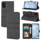 For Samsung Galaxy A51 Embossed Striped Magnetic Buckle PU + TPU Horizontal Flip Leather Case with Holder & Card Slot & Wallet & Photo Frame & Sling(Black) - 1