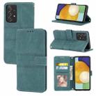 For Samsung Galaxy A52 5G / 4G Embossed Striped Magnetic Buckle PU + TPU Horizontal Flip Leather Case with Holder & Card Slot & Wallet & Photo Frame & Sling(Green) - 1