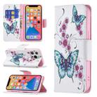 For iPhone 13 mini Colored Drawing Pattern Horizontal Flip Leather Case with Holder & Card Slots & Wallet (Peach Blossom and Butterfly) - 1