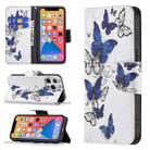 For iPhone 13 mini Colored Drawing Pattern Horizontal Flip Leather Case with Holder & Card Slots & Wallet (Butterflies) - 1