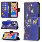 For iPhone 13 Colored Drawing Pattern Horizontal Flip Leather Case with Holder & Card Slots & Wallet(Purple Butterfly) - 1