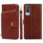 For vivo Y51 2020 4G  Zipper Bag PU + TPU Horizontal Flip Leather Case with Holder & Card Slot & Wallet & Lanyard(Brown) - 1