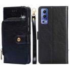 For vivo Y72 5G / iQOO Z3 Zipper Bag PU + TPU Horizontal Flip Leather Case with Holder & Card Slot & Wallet & Lanyard(Black) - 1