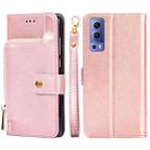 For vivo Y72 5G / iQOO Z3 Zipper Bag PU + TPU Horizontal Flip Leather Case with Holder & Card Slot & Wallet & Lanyard(Rose Gold) - 1