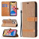 For iPhone 13 mini Color Matching Denim Texture Horizontal Flip Leather Case with Holder & Card Slots & Wallet & Lanyard (Brown) - 1