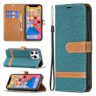 For iPhone 13 mini Color Matching Denim Texture Horizontal Flip Leather Case with Holder & Card Slots & Wallet & Lanyard (Green) - 1