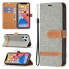 For iPhone 13 Pro Color Matching Denim Texture Horizontal Flip Leather Case with Holder & Card Slots & Wallet & Lanyard (Grey) - 1