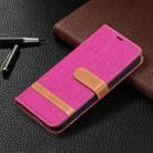 For iPhone 13 Pro Max Color Matching Denim Texture Horizontal Flip Leather Case with Holder & Card Slots & Wallet & Lanyard (Rose Red) - 6