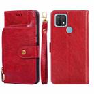 For OPPO A15 Zipper Bag PU + TPU Horizontal Flip Leather Case with Holder & Card Slot & Wallet & Lanyard(Red) - 1