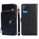 For OPPO A54 Zipper Bag PU + TPU Horizontal Flip Leather Case with Holder & Card Slot & Wallet & Lanyard(Black) - 1