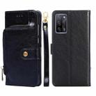 For OPPO A55 5G Zipper Bag PU + TPU Horizontal Flip Leather Case with Holder & Card Slot & Wallet & Lanyard(Black) - 1