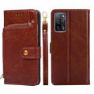 For OPPO A55 5G Zipper Bag PU + TPU Horizontal Flip Leather Case with Holder & Card Slot & Wallet & Lanyard(Brown) - 1