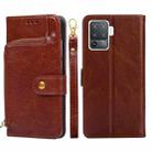 For OPPO A94 / F19 Pro Zipper Bag PU + TPU Horizontal Flip Leather Case with Holder & Card Slot & Wallet & Lanyard(Brown) - 1