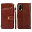 For OPPO F19 / A74 Zipper Bag PU + TPU Horizontal Flip Leather Case with Holder & Card Slot & Wallet & Lanyard(Brown) - 1