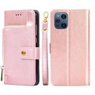 For OPPO Find X3 / X3 Pro Zipper Bag PU + TPU Horizontal Flip Leather Case with Holder & Card Slot & Wallet & Lanyard(Rose Gold) - 1