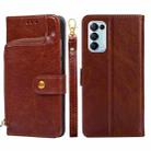For OPPO Reno5 4G Zipper Bag PU + TPU Horizontal Flip Leather Case with Holder & Card Slot & Wallet & Lanyard(Brown) - 1