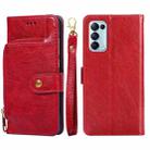 For OPPO Reno5 4G Zipper Bag PU + TPU Horizontal Flip Leather Case with Holder & Card Slot & Wallet & Lanyard(Red) - 1