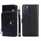For OPPO Reno6 Zipper Bag PU + TPU Horizontal Flip Leather Case with Holder & Card Slot & Wallet & Lanyard(Black) - 1