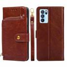For OPPO Reno6 Pro 5G Zipper Bag PU + TPU Horizontal Flip Leather Case with Holder & Card Slot & Wallet & Lanyard(Brown) - 1
