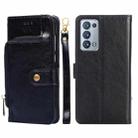 For OPPO Reno6 Pro+ 5G Zipper Bag PU + TPU Horizontal Flip Leather Case with Holder & Card Slot & Wallet & Lanyard(Black) - 1