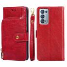 For OPPO Reno6 Pro+ 5G Zipper Bag PU + TPU Horizontal Flip Leather Case with Holder & Card Slot & Wallet & Lanyard(Red) - 1