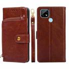 For Realme C21 Zipper Bag PU + TPU Horizontal Flip Leather Case with Holder & Card Slot & Wallet & Lanyard(Brown) - 1