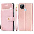 For Realme C21 Zipper Bag PU + TPU Horizontal Flip Leather Case with Holder & Card Slot & Wallet & Lanyard(Rose Gold) - 1