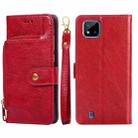 For Realme C20 Zipper Bag PU + TPU Horizontal Flip Leather Case with Holder & Card Slot & Wallet & Lanyard(Red) - 1