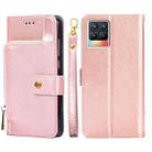 For Realme GT 5G Zipper Bag PU + TPU Horizontal Flip Leather Case with Holder & Card Slot & Wallet & Lanyard(Rose Gold) - 1