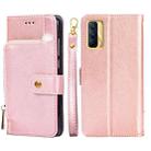 For Realme V15 5G Zipper Bag PU + TPU Horizontal Flip Leather Case with Holder & Card Slot & Wallet & Lanyard(Rose Gold) - 1