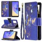 For vivo V21e 4G Colored Drawing Pattern Zipper Horizontal Flip Leather Case with Holder & Card Slots & Wallet(Purple Butterfly) - 1